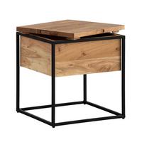 Beistelltisch Akaziefarben L: 47 cm - Schwarz/Akaziefarben, Design, Holz/Metall (47/47/51,5cm) - Livetastic