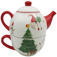 Tea-For-One-Set Gustav - Rot/Weiß, KONVENTIONELL, Keramik (17/12/17cm) - Luca Bessoni