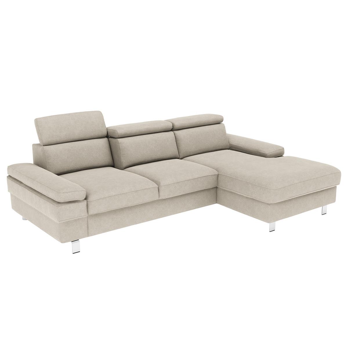 Ecksofa Elvis Silberfarben S: 259x182 Cm - Silberfarben, KONVENTIONELL, Textil (259/182cm) - Trendmanufaktur