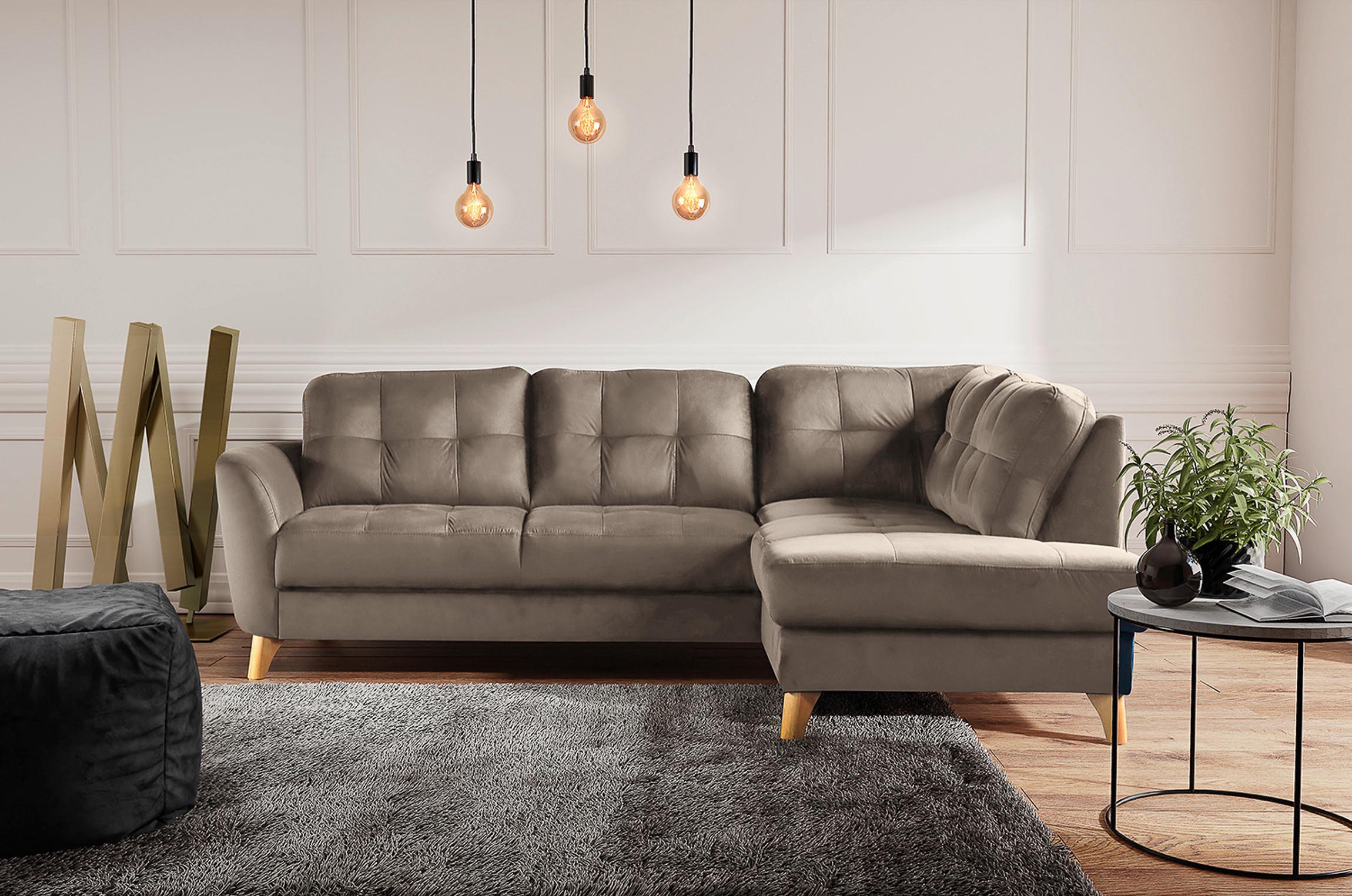 Ecksofa Nordic, Beige S: 236x190 cm - Beige/Buchefarben, Design, Textil (236/190cm) - Livetastic