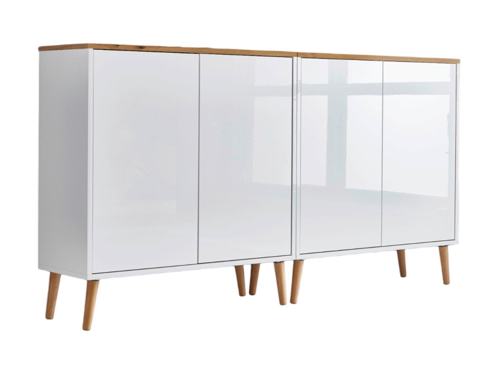 Sideboard Mailand2 B:158cm Eiche/Weiß - Weiß Hochglanz/Eiche Artisan, MODERN, Holzwerkstoff (158/86/33cm) - MID.YOU