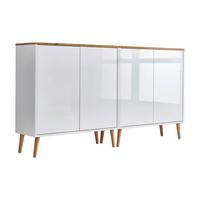 Sideboard Mailand2 B:158cm Eiche/weiß - Weiß Hochglanz/Eiche Artisan, MODERN, Holzwerkstoff (158/86/33cm) - MID.YOU
