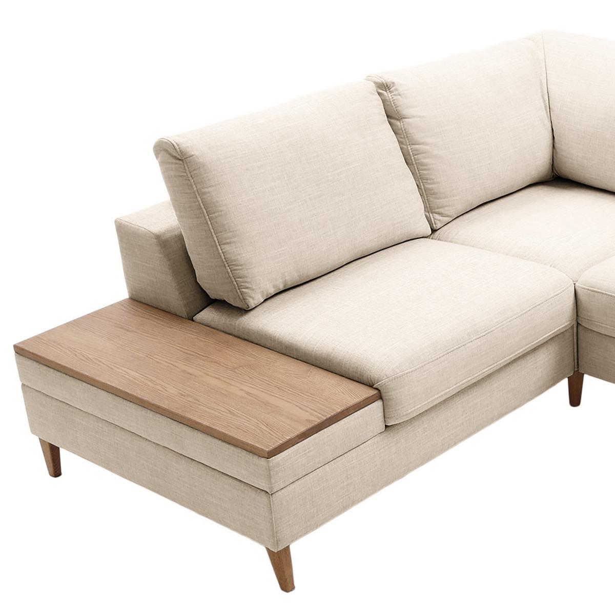 Ecksofa Alika Silberfarbens: 204x260 cm - Eschefarben/Silberfarben, MODERN, Textil (204/260cm) - Trendmanufaktur