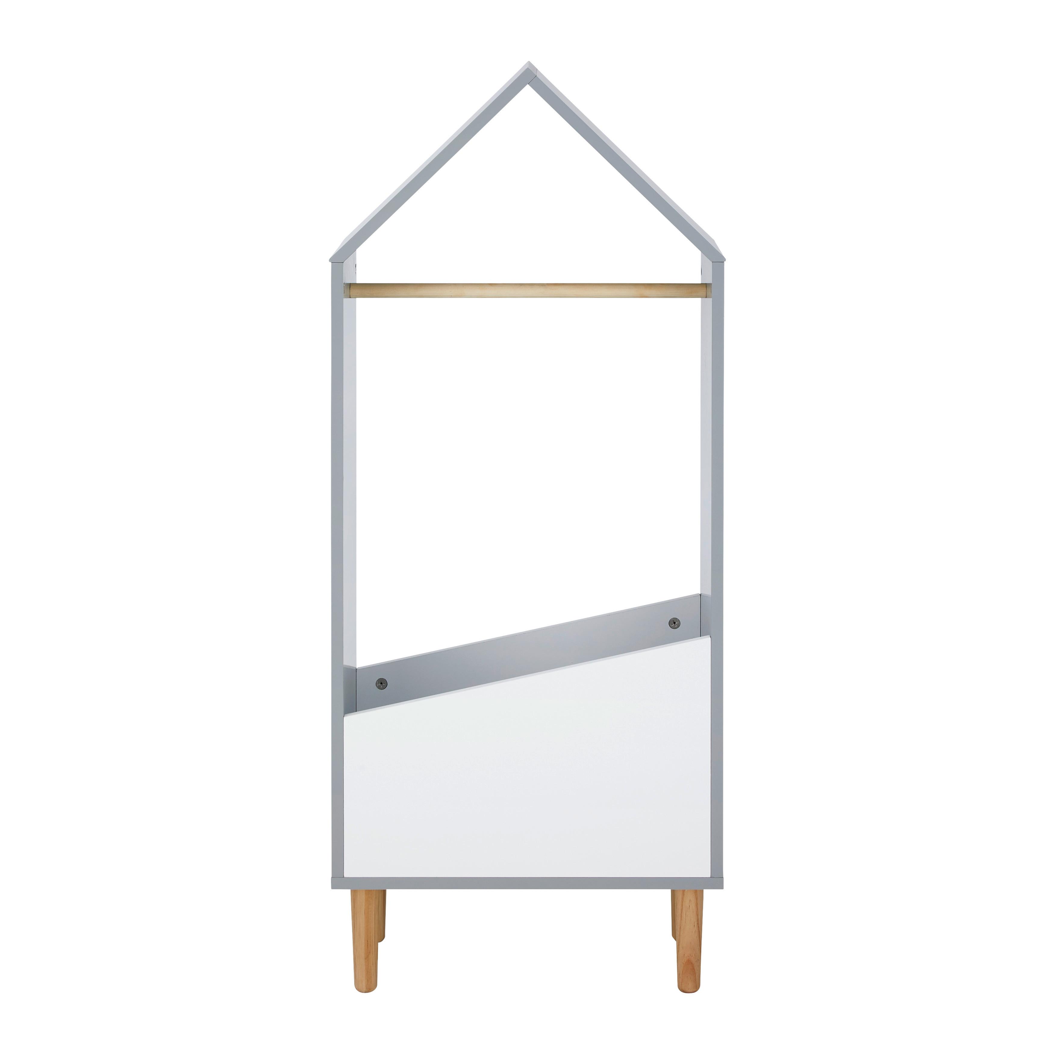 Dětská skříň ve tvaru domečku Adelia - šedá/bílá, Moderní (48/116/30cm) - Bessagi Kids