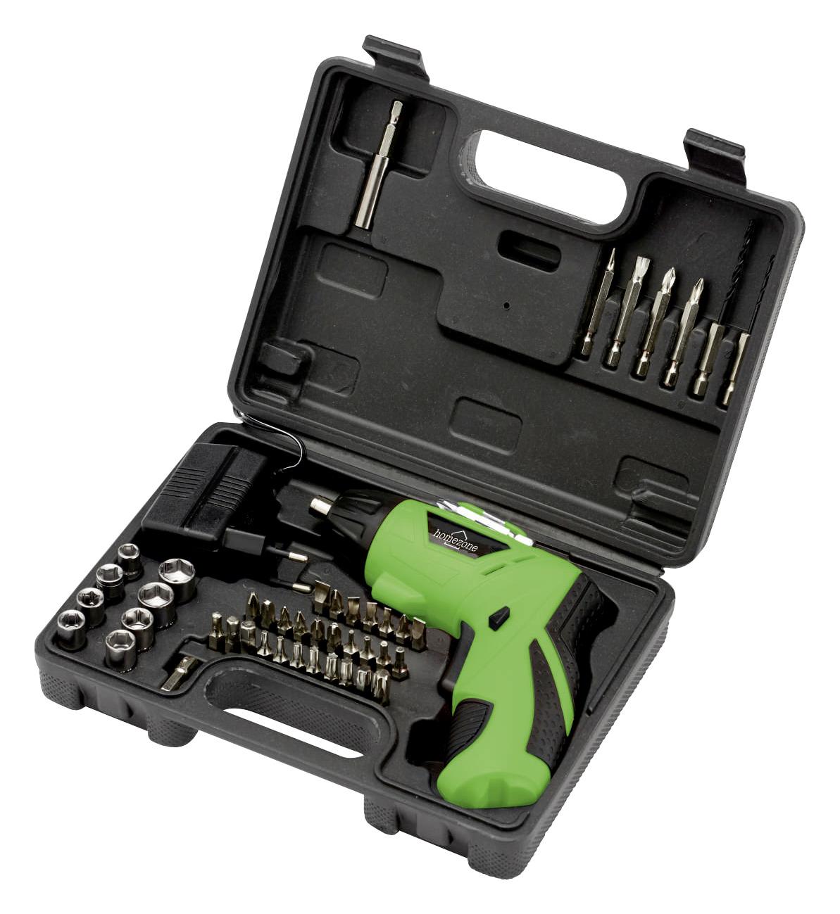 Akkuschrauber Jonas 100-240 V 230u/Min, LED-Licht, Softgriff - Schwarz/Grün, Kunststoff/Metall (23/16,5/6cm) - Homezone