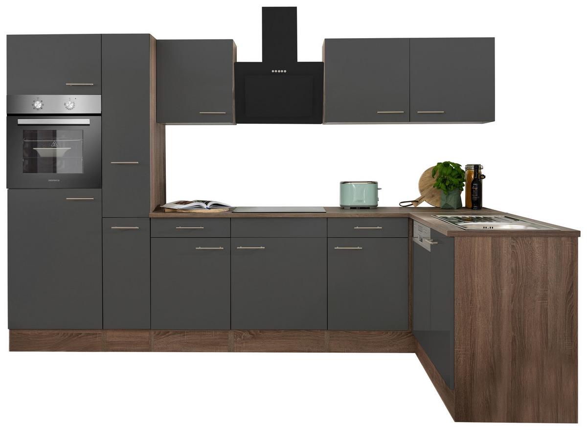 Eckküche Oliver L-Küchenblock 310 Cm - Eichefarben/Grau, Basics, Holzwerkstoff (310/172cm) - Respekta