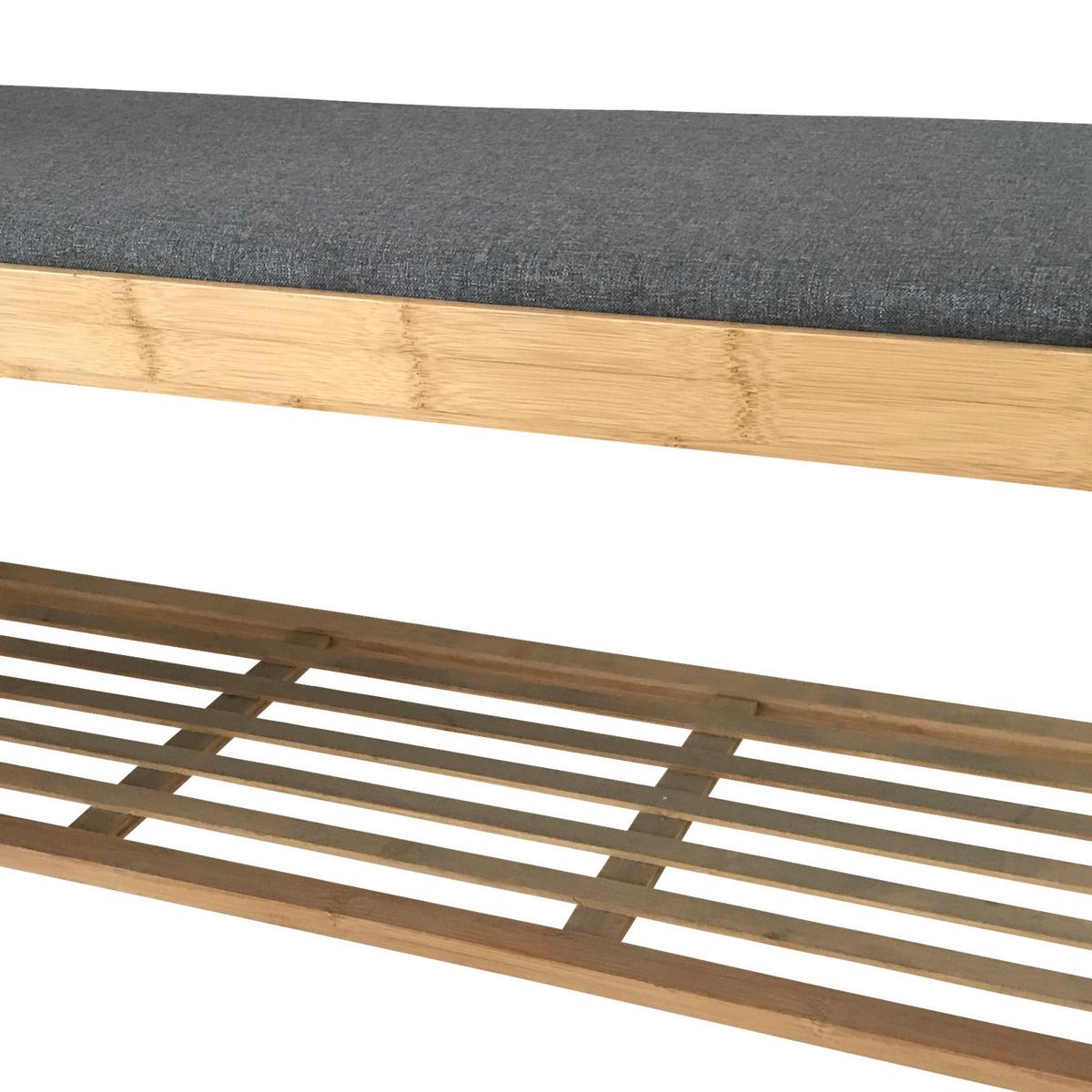 Garderobenbank Sam 3 Paar, Bambus/Grau H: 46 cm - Naturfarben/Grau, MODERN, Naturmaterialien/Textil (90/46/30cm)