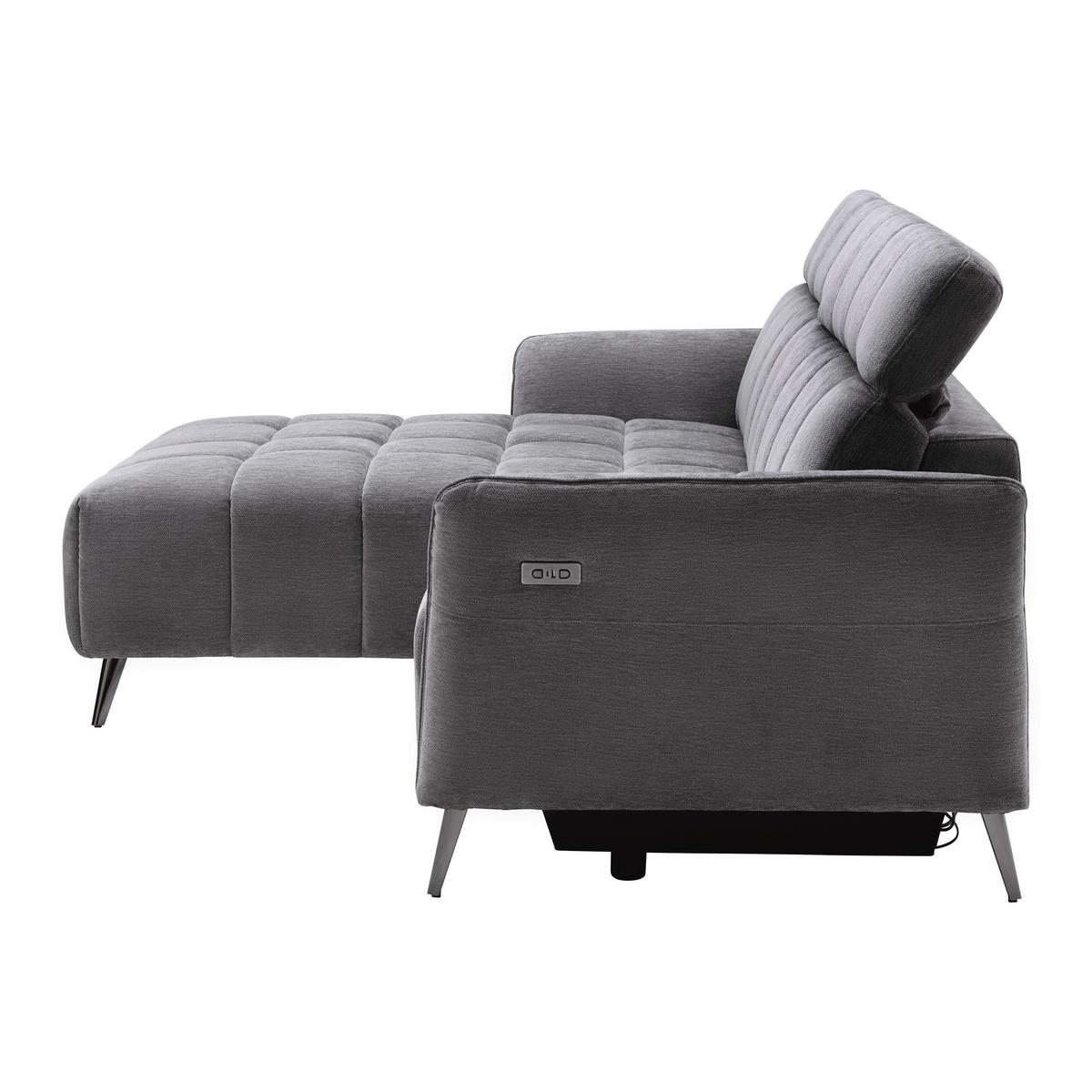 Rohová sedačka PISA, levá, elektrická relax.funkce - barvy pinie/antracitová, Moderní, kov/dřevo (173/248cm) - Mömax