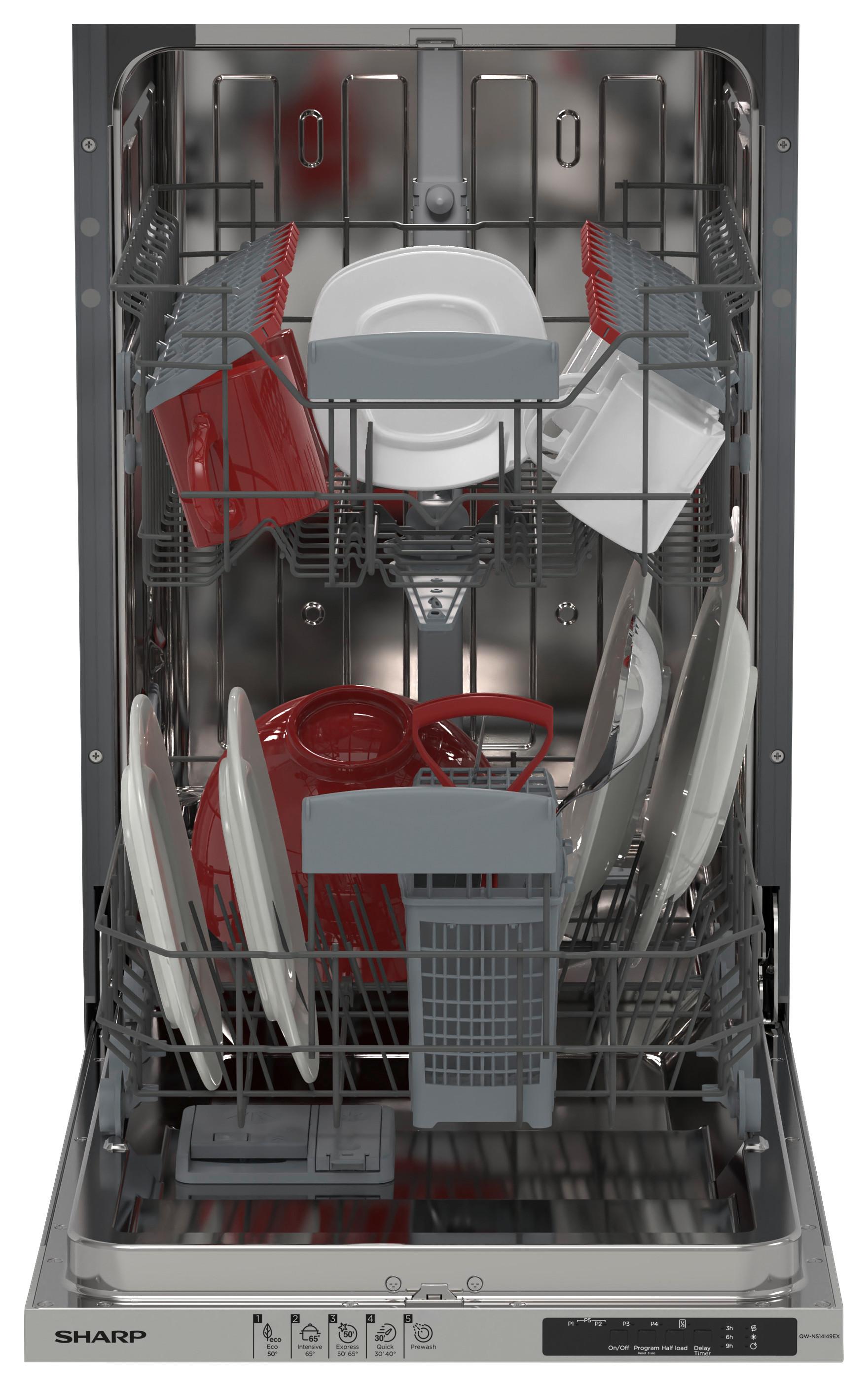 Einbau-geschirrspüler Hf 3c7low B: 45 Cm Vollintegriert - Basics, Kunststoff/Metall (45/82/55cm) - Sharp