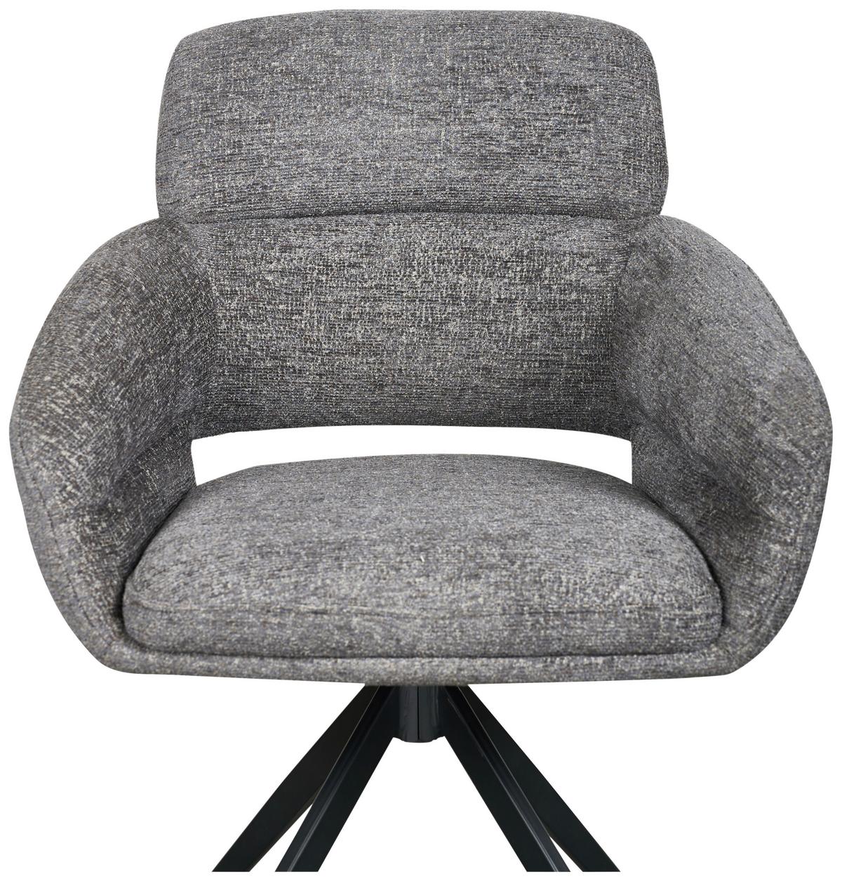Armlehnstuhl Lyon Grau B: 57,5 cm - Schwarz/Grau, MODERN, Textil/Metall (57,5/85/61cm) - Livetastic