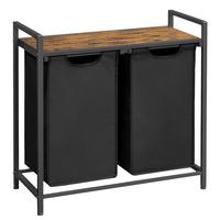 Wäschekorb Braun/Schwarz B: 73cm - Schwarz/Braun, Trend, Holzwerkstoff/Textil (73/72/33cm) - MID.YOU