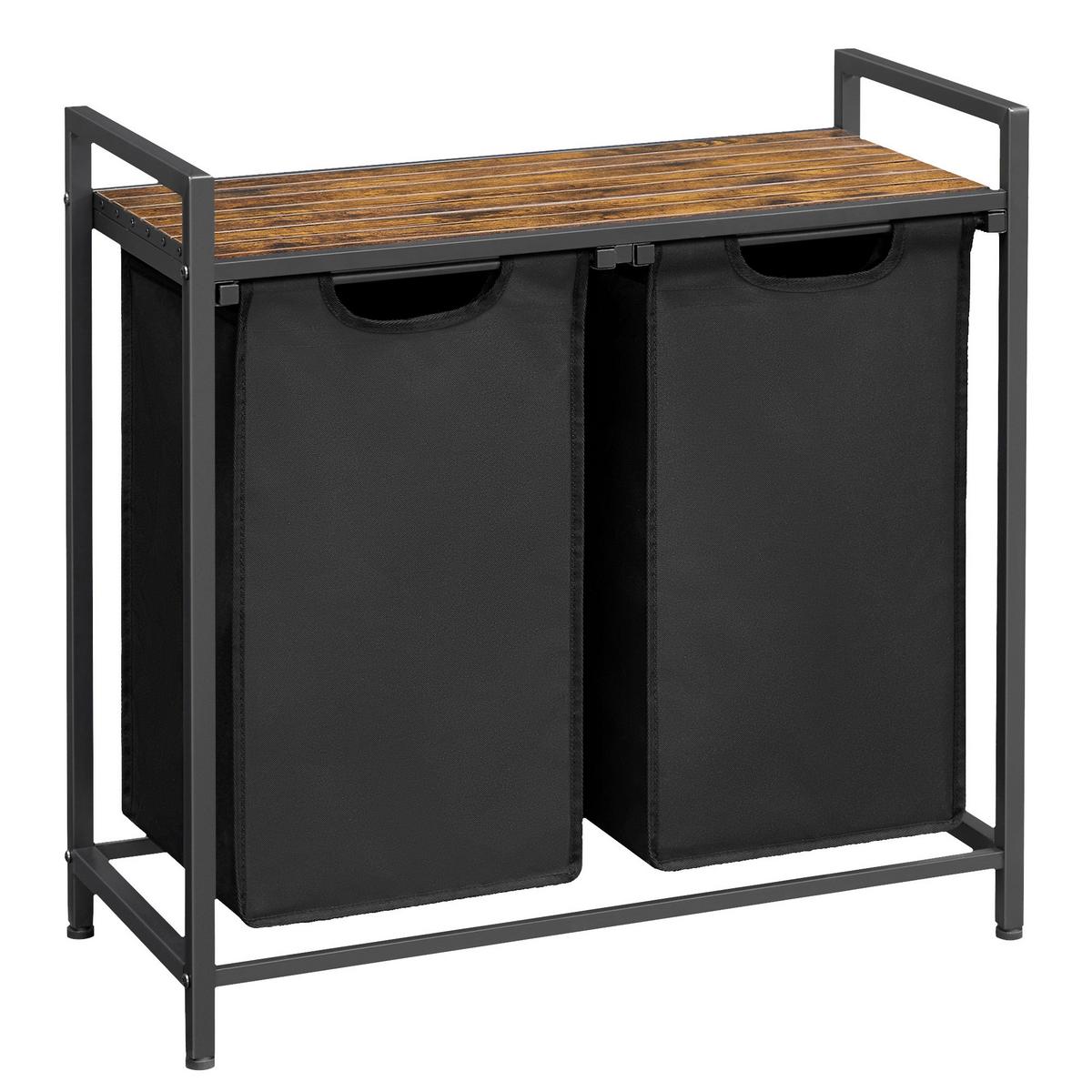 Wäschekorb Braun/Schwarz B: 73cm - Schwarz/Braun, Trend, Holzwerkstoff/Textil (73/72/33cm) - MID.YOU