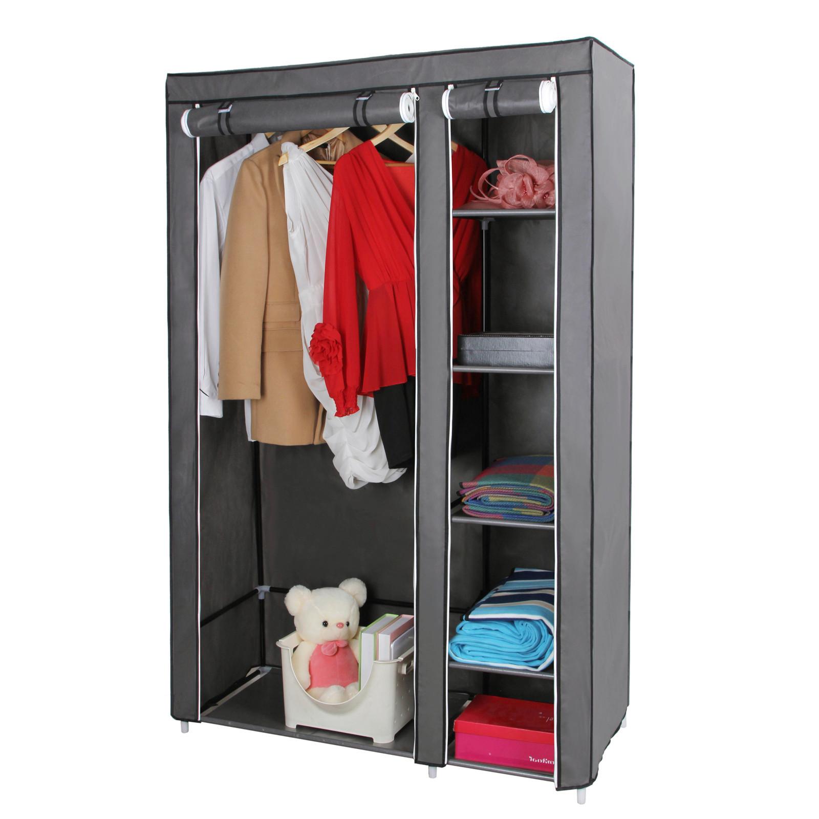 Stoffschrank Grau B: 110 cm - Eschefarben/Grau, Basics, Kunststoff/Textil (110/175/45cm)