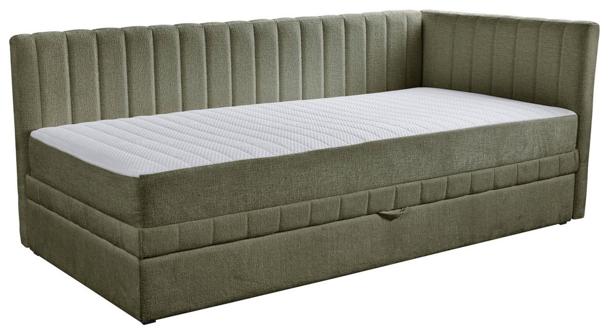 Schlafsofa Roma Chenille Grün, B: 212cm - Schwarz/Grün, Design, Textil (212/83/99cm) - MID.YOU