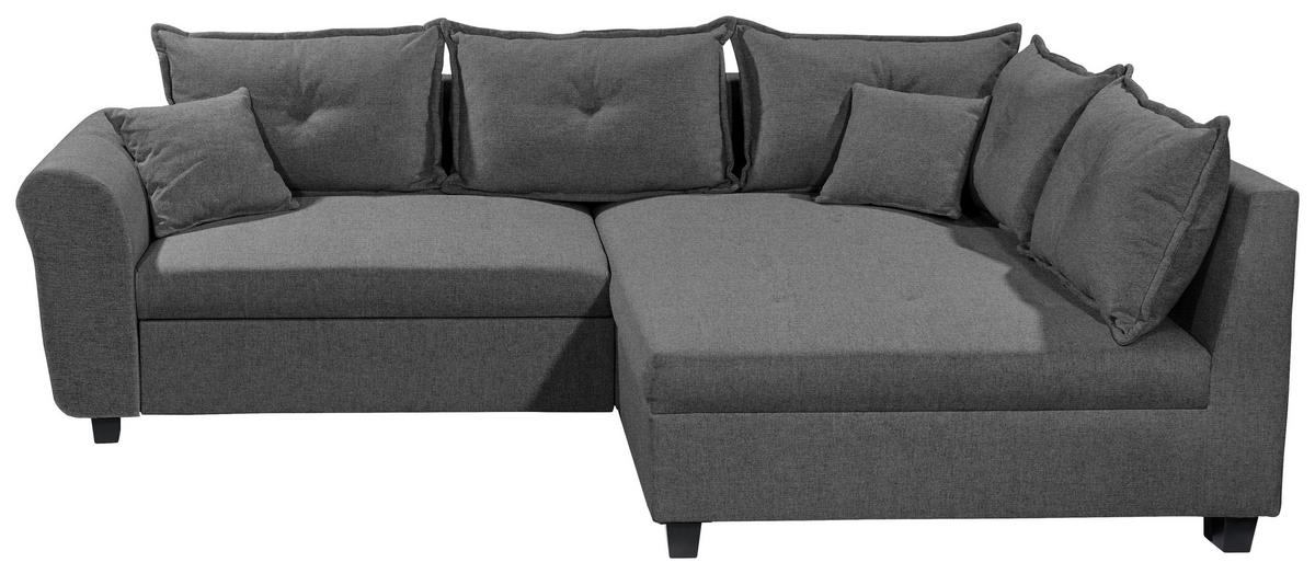 Ecksofa Liz Anthrazit S: 252x175 cm - Anthrazit/Schwarz, MODERN, Textil (252/175cm) - Livetastic