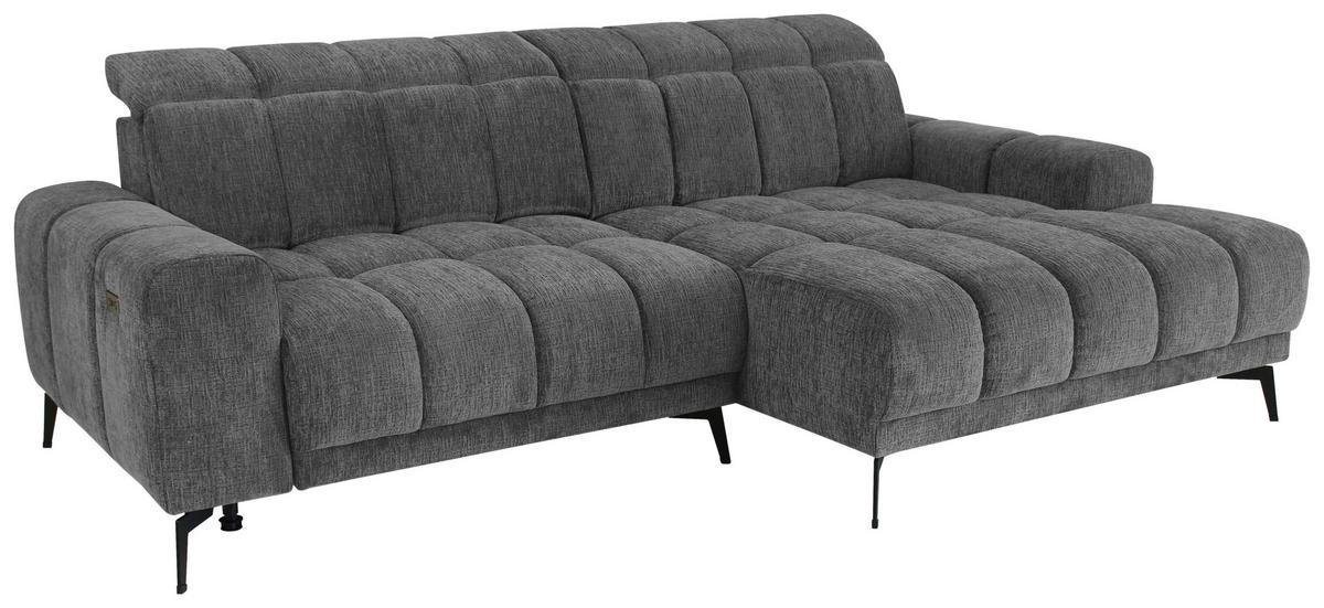 Rohová sedačka LAYA, pravá, antracitová žinylka KANSAS - antracitová/hořčicově žlutá, Moderní, textil (250/155cm) - Premium Living