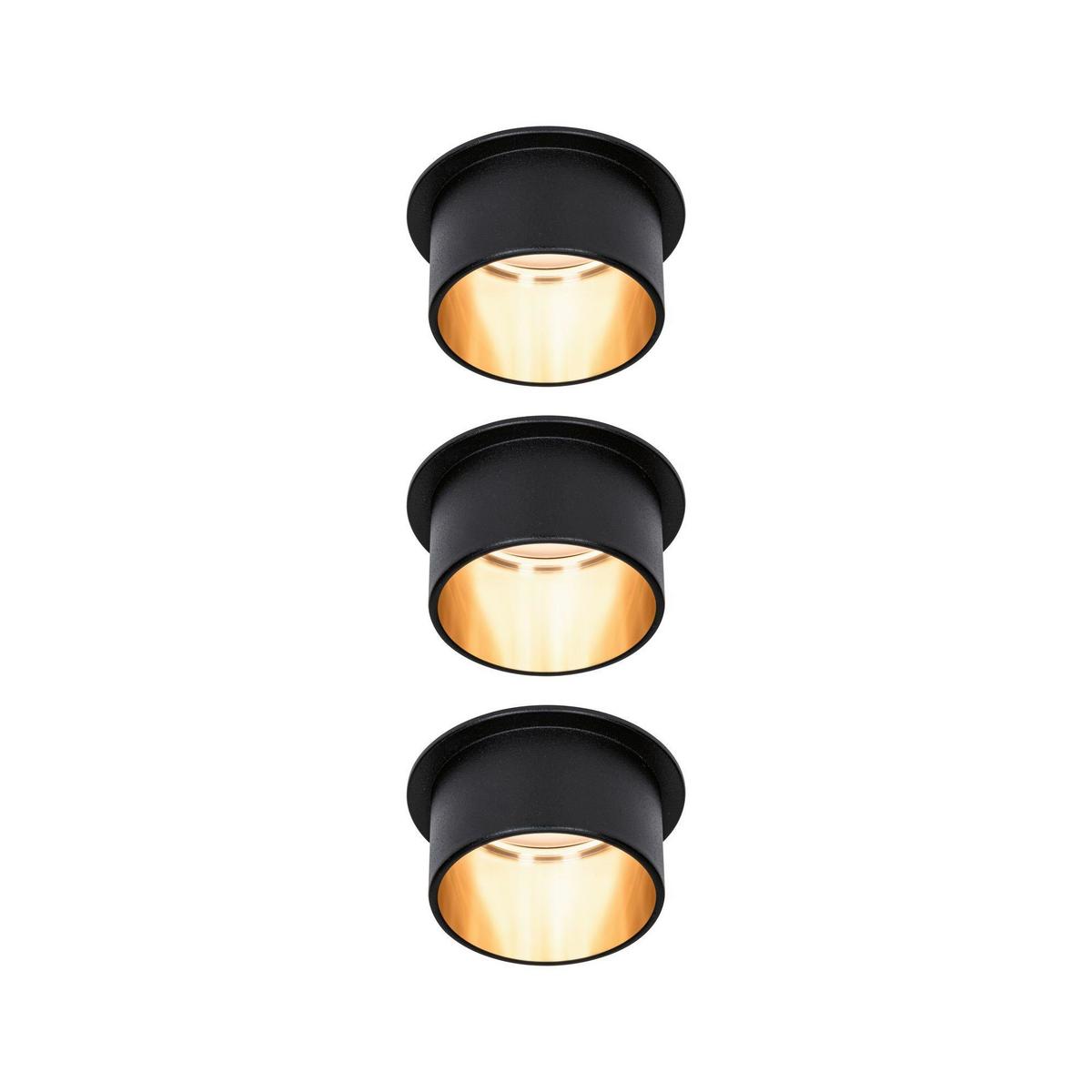 Deckenleuchte 3er-Set Ø 6,8 cm 3-Flammig, dimmbar - Goldfarben/Schwarz, Basics, Metall (6,8cm) - Paulmann