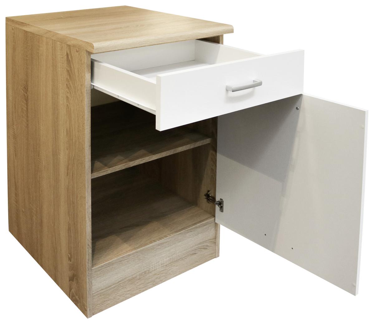 Spodní kuchyňská skříňka ANDY šířka/výška: 50/90 cm - bílá/barvy stříbra, Basics, kompozitní dřevo/plast (50/90/60cm) - MID.YOU