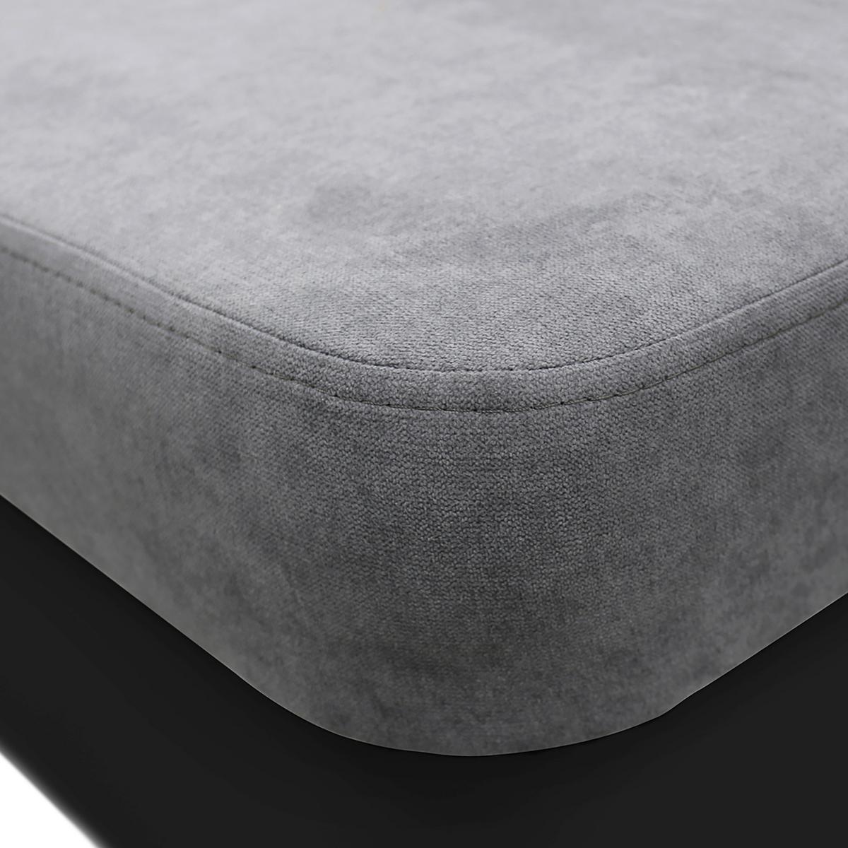 Ecksofa Mit Bettkasten Doris Rücken Echt Grau/schwarz - Silberfarben/Schwarz, Design, Textil (255/196cm) - MID.YOU