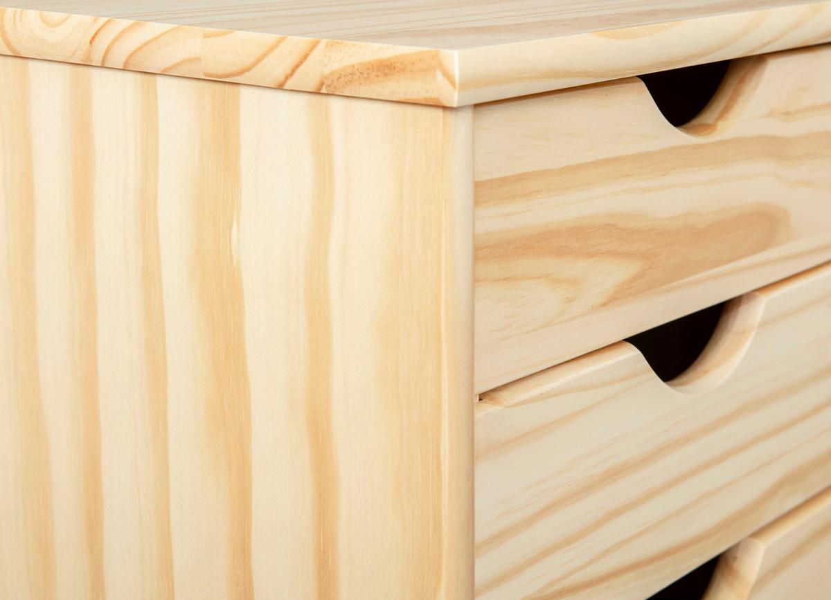 Rollcontainer Holz Massiv Kiefer Natur Nils 35x66x39 Cm - Kieferfarben, Basics, Holz/Kunststoff (35/66/39cm) - MID.YOU