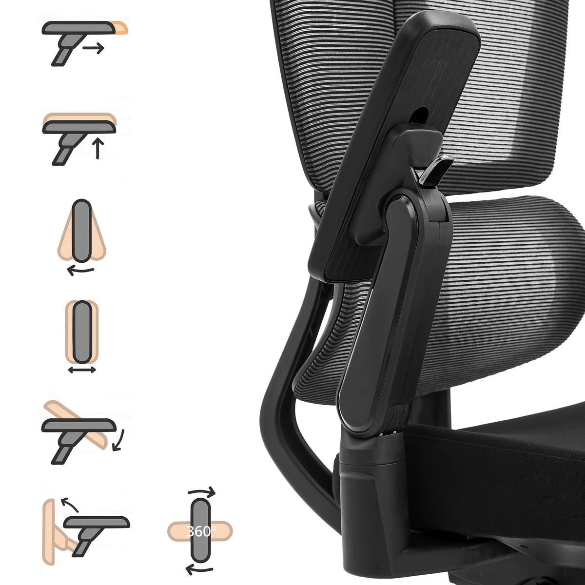 DREHSTUHL Ergo U2 Flex Schwarz B: 68cm - Schwarz, MODERN, Kunststoff/Textil (68/140/67cm) - MID.YOU