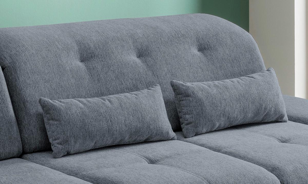 Ecksofa mit Schlaffunktion Dalida Hellblau Chenille - Chromfarben/Hellblau, Design, Textil (196/300cm) - Livetastic