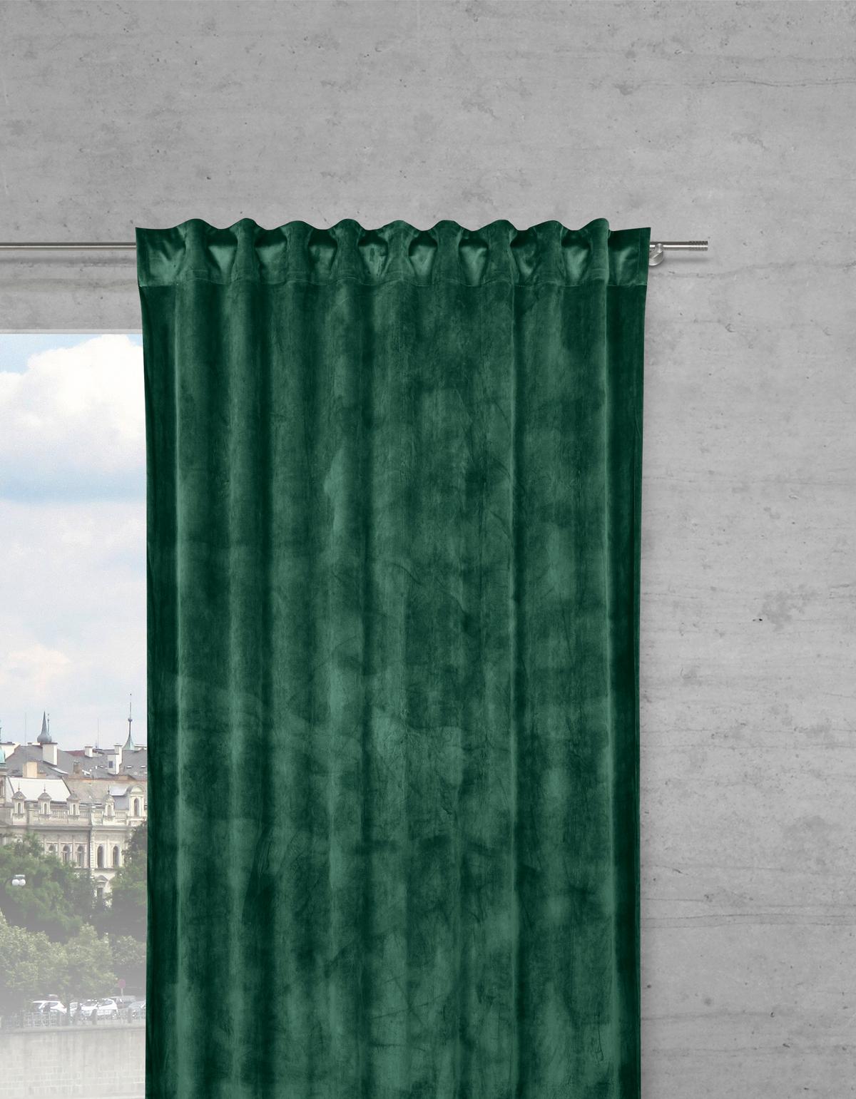 HOTOVÝ ZÁVES Viola, 140/245cm, tmavozelená - tmavozelená, Konventionell, textil (140/245cm) - Premium Living