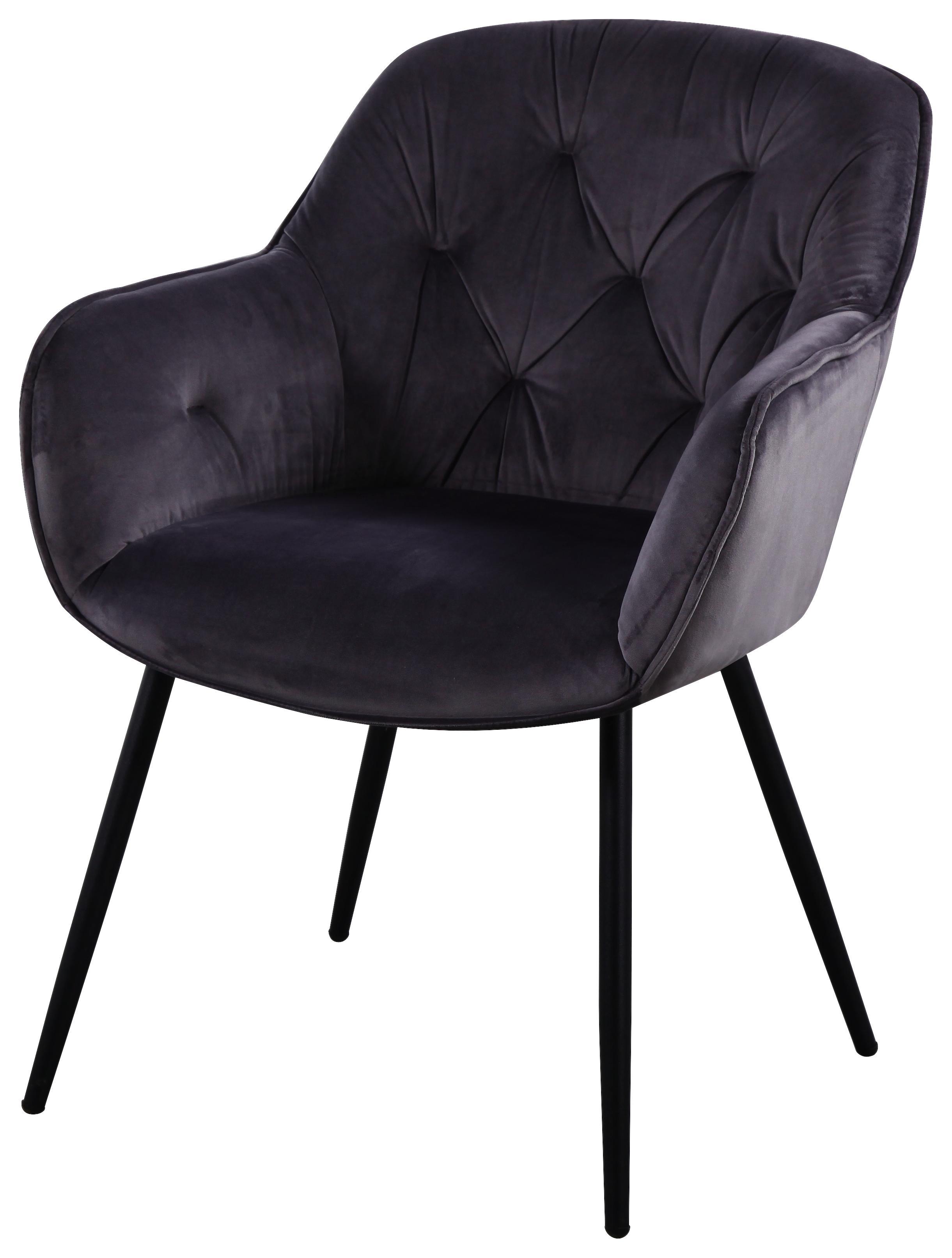 Stuhl Salerno B: 63 cm Grau - Schwarz/Grau, MODERN, Textil/Metall (63/87/64cm) - Luca Bessoni