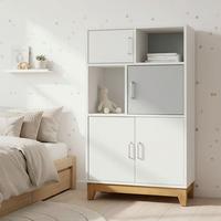 Regál do dětského pokoje DANNY bílo-šedý - šedá/bílá, Moderní, kov/dřevo (60/103/34cm) - Bessagi Kids