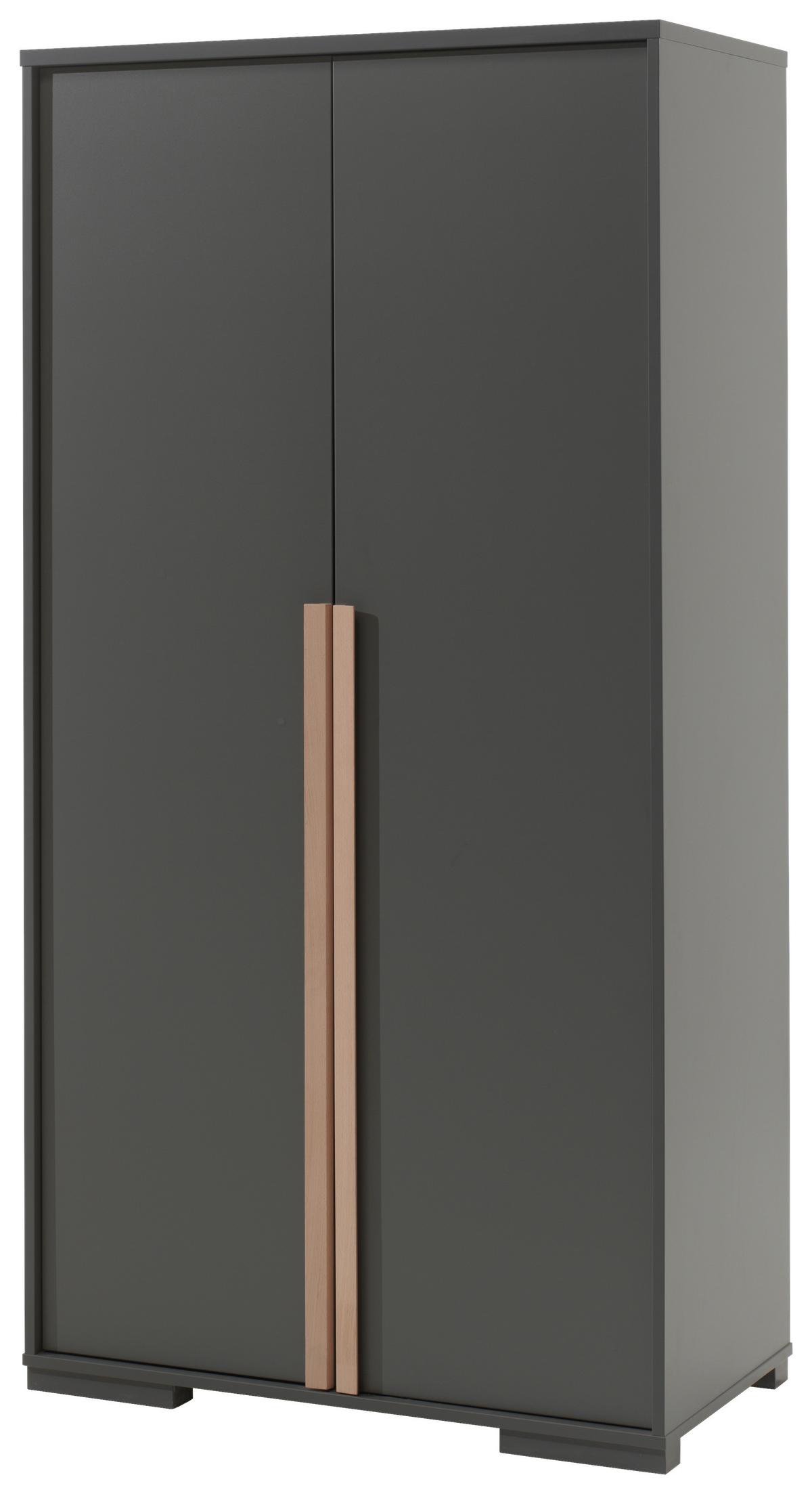 Drehtürenschrank 98,5cm London, Anthrazit - Anthrazit, MODERN, Holzwerkstoff (98,5/195,2/56cm) - MID.YOU