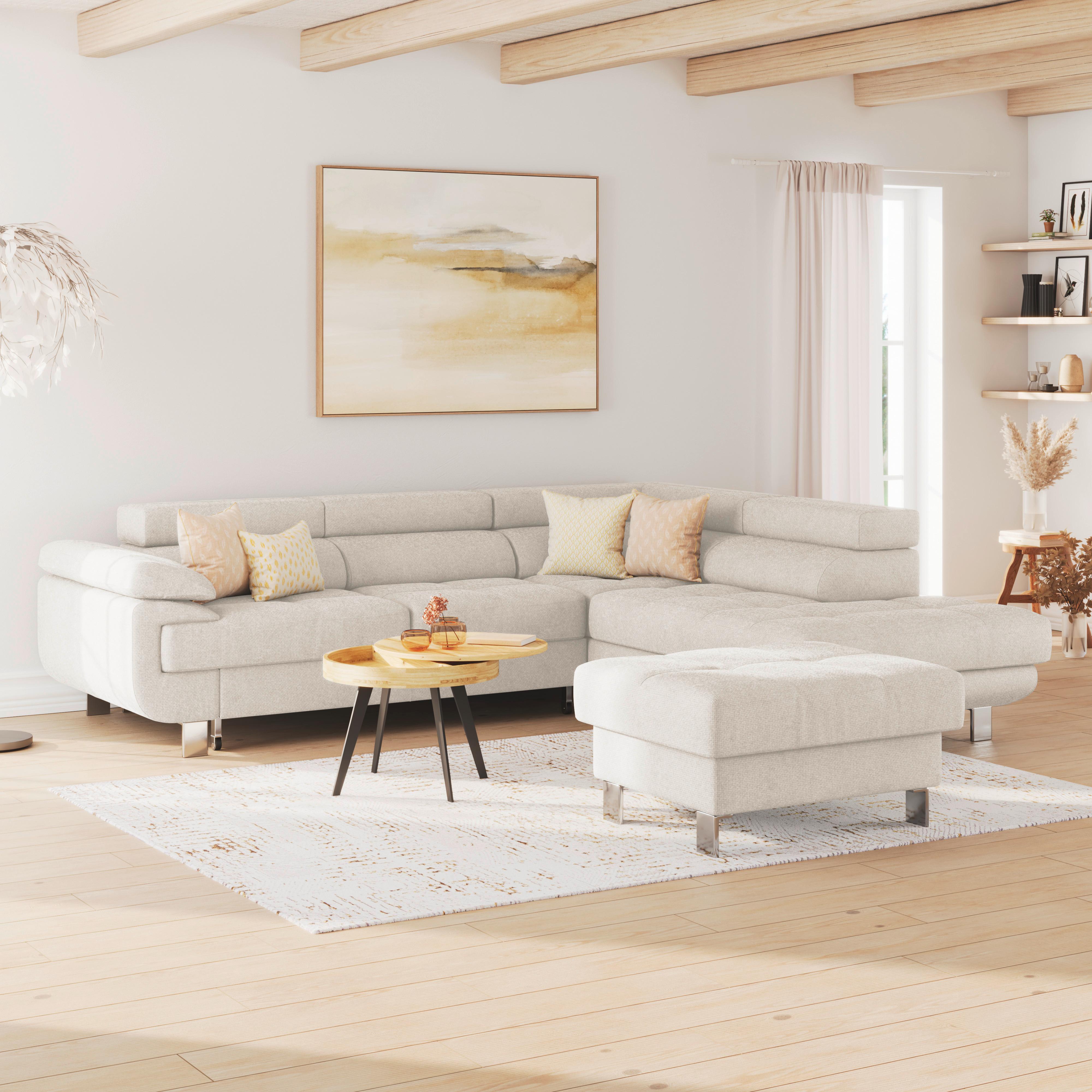 Hocker Savona - Perlmutt, MODERN, Textil (90/44/73cm) - Ondega