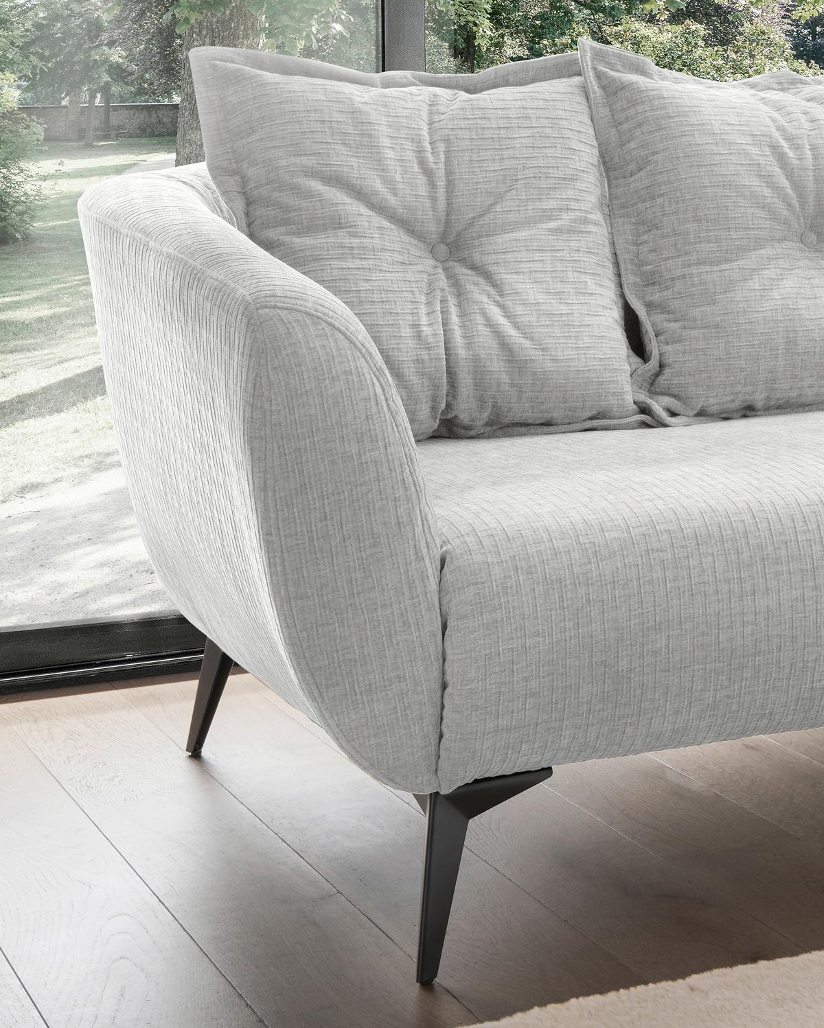 2,5-sitzer Baggio Weiß B: 196 Cm - Schwarz/Weiß, MODERN, Textil (196/94/103cm) - Livetastic