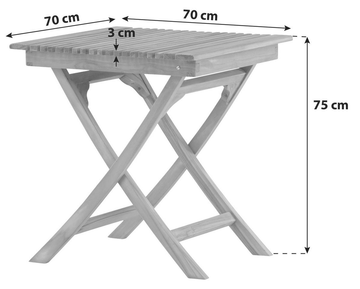 Gartentisch Klappbar Ghana Teakholz L 70 Cm - Teakfarben, KONVENTIONELL, Holz (70/70/75cm) - Gardenson