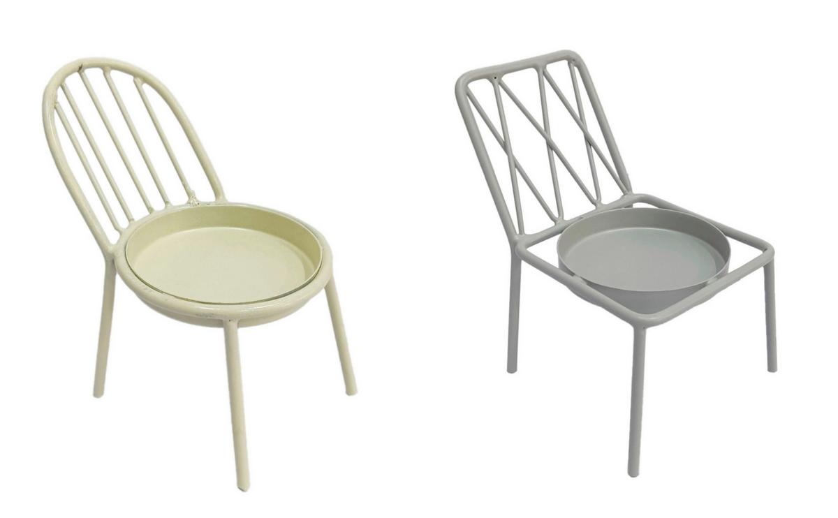 Kerzenhalter Elif - Creme/Grau, MODERN, Metall - Luca Bessoni