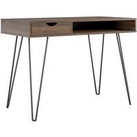 Schreibtisch Concord Walnussfarben Dekor L: 104cm - Walnussfarben/Schwarz, Design, Holzwerkstoff/Metall (104/77/49cm) - MID.YOU
