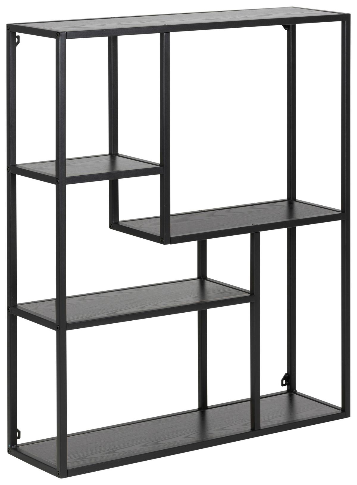 Falipolc Seaford 75/91cm - fekete, Modern, faalapú anyag/fém (75,0/91,0/20,0cm) - MID.YOU