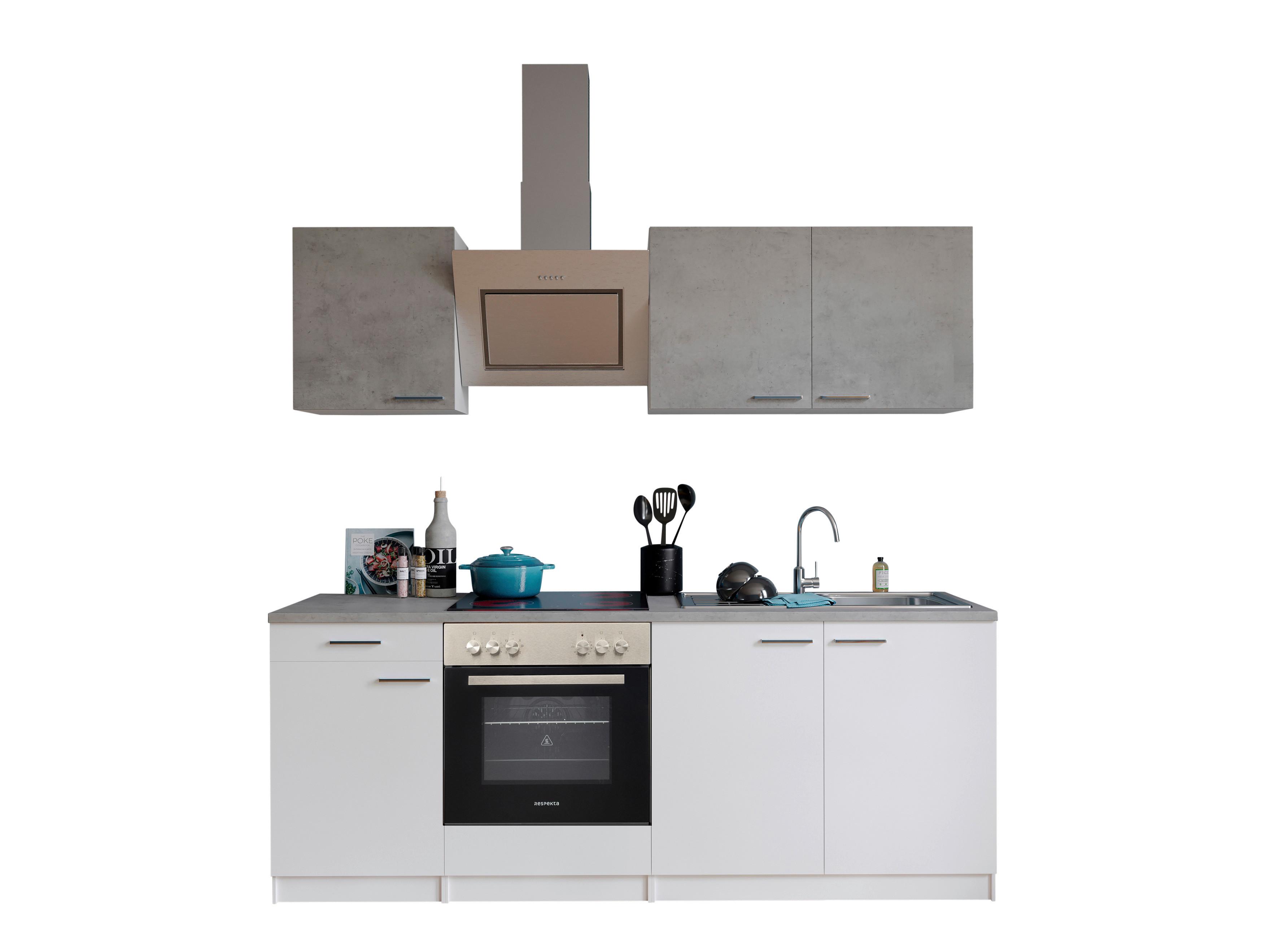 Küchenblock Malia Küchenblock 210 cm - Graphitfarben/Weiß, Basics, Holzwerkstoff (210cm) - Respekta