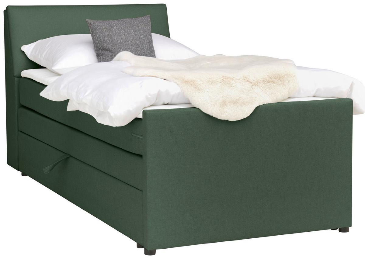 Boxspringbett Mit Bettkasten Nida 120x200 Cm Grün - Schwarz/Grün, MODERN, Holz/Textil (120/200cm) - MID.YOU
