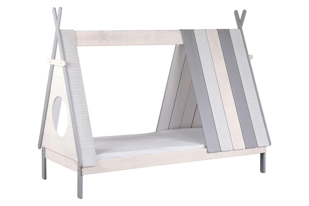 HAUSBETT Weiß/Grau 90x200cm - Weiß/Grau, Design, Holz/Holzwerkstoff (90/200cm) - Livetastic