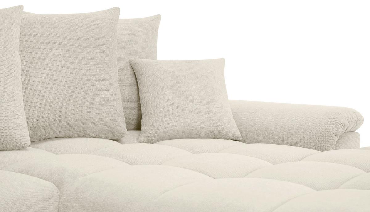 Rohová sedačka ERICE, pravá krémová - krémová/barvy chromu, Design, textil/plast (312/198cm)