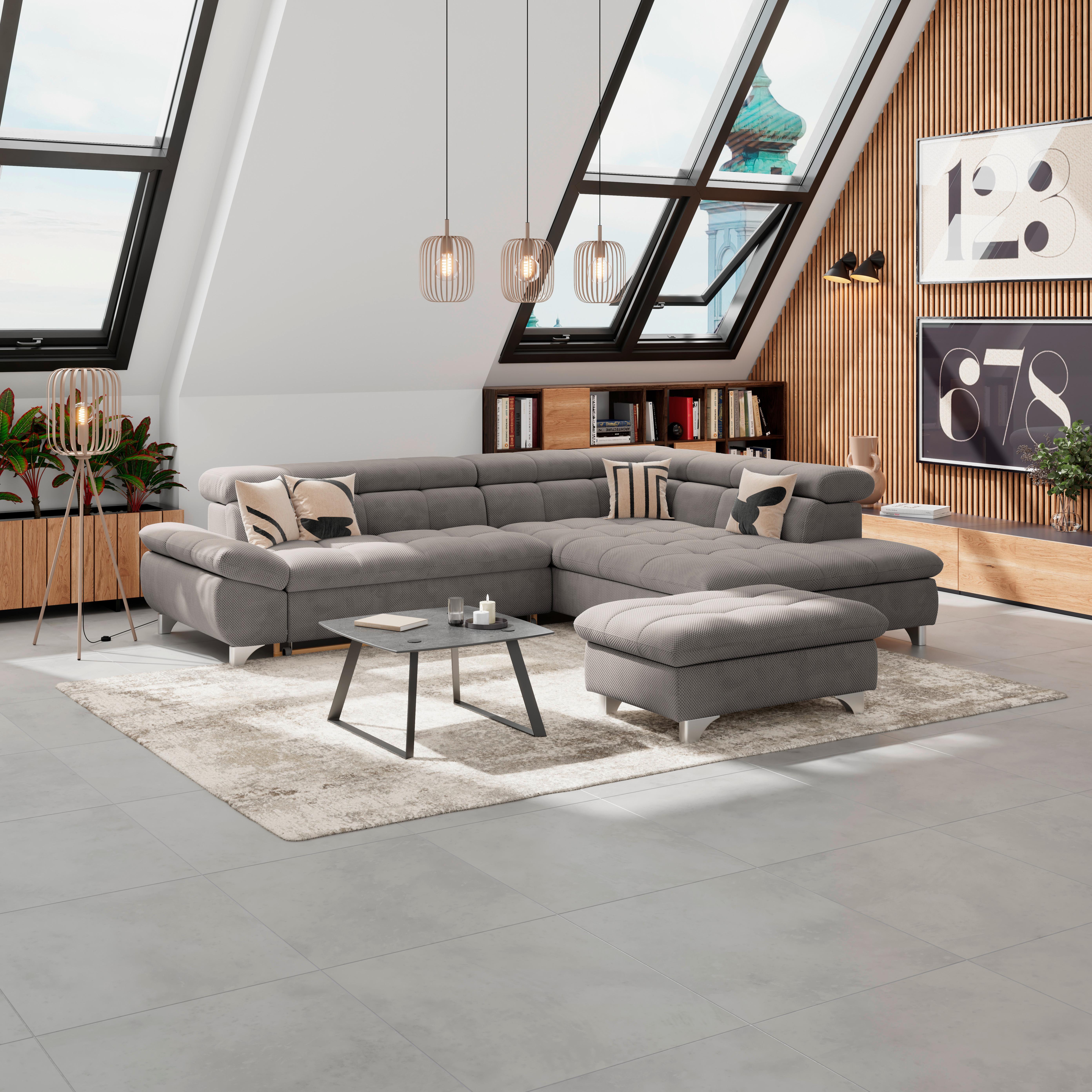 Hocker Gemini Braun, B: 108cm - Chromfarben/Braun, KONVENTIONELL, Textil (108/46/108cm)