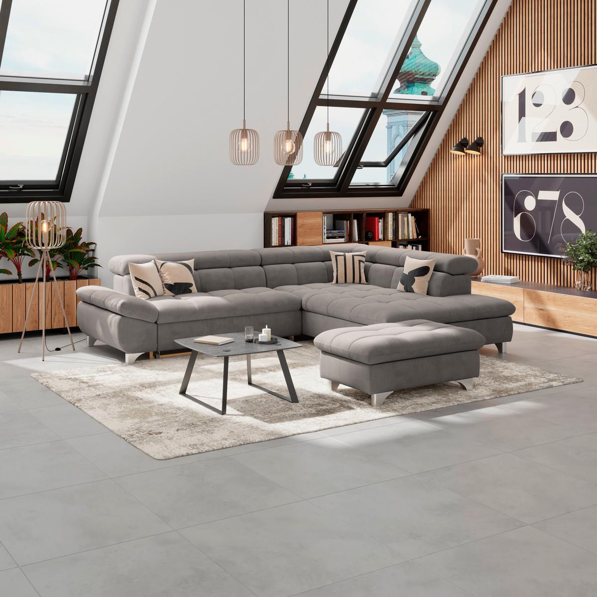 Hocker Gemini Braun, B: 108cm - Chromfarben/Braun, KONVENTIONELL, Textil (108/46/108cm)