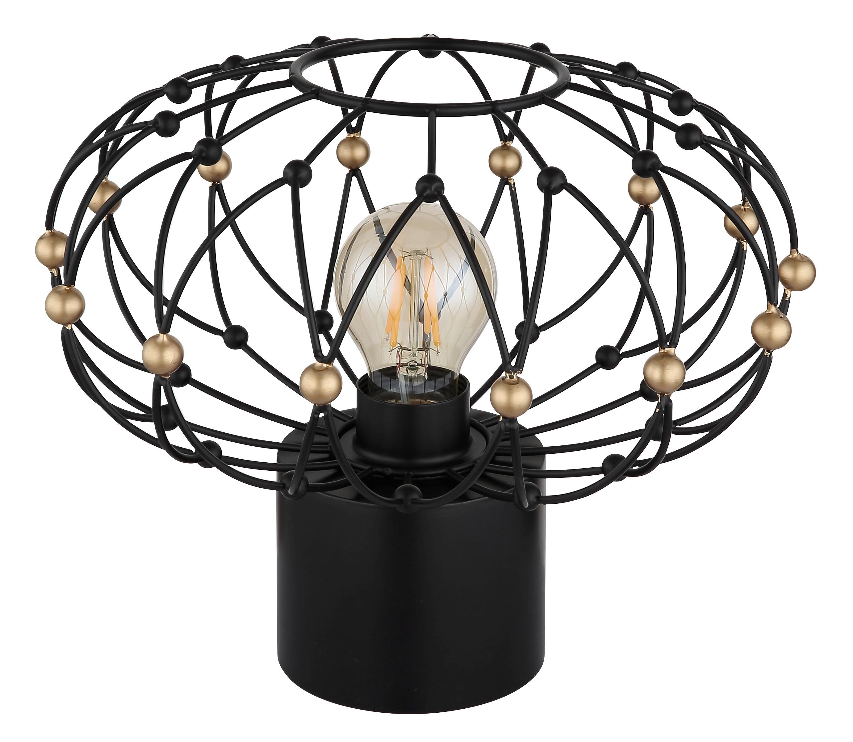 Tischleuchte Schwarz Goldfarben D: 28 cm - Goldfarben/Schwarz, Design, Kunststoff/Metall (28/25cm) - Globo