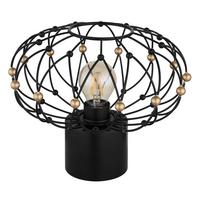 Tischleuchte Schwarz Goldfarben D: 28 cm - Goldfarben/Schwarz, Design, Kunststoff/Metall (28/25cm) - Globo