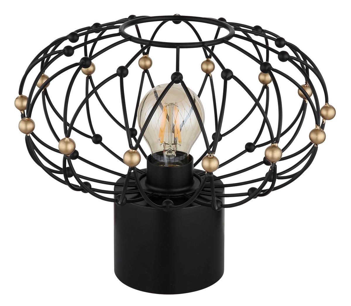 Tischleuchte Schwarz Goldfarben D: 28 cm - Goldfarben/Schwarz, Design, Kunststoff/Metall (28/25cm) - Globo