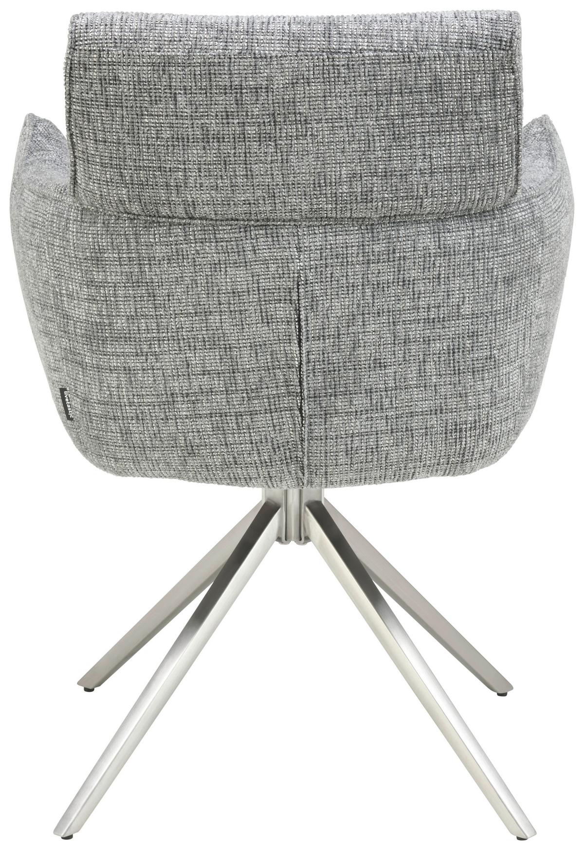 Armlehnstuhl Bathia Grau, Sitzfl. 360° drehbar - Edelstahlfarben/Grau, KONVENTIONELL, Textil/Metall (61/89/63cm) - Livetastic