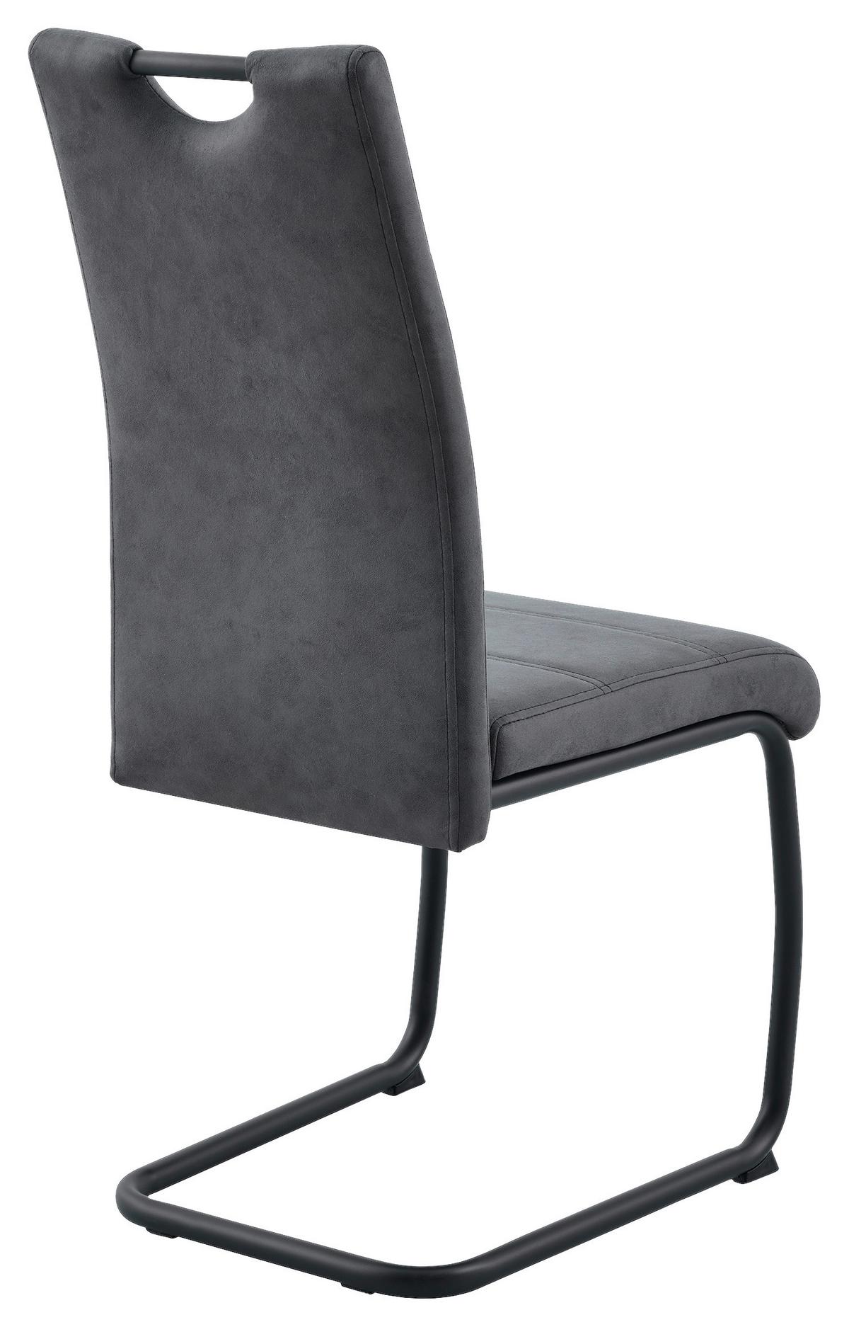 Stuhl Sabrina Microfaser Grau, B: 44 Cm - Anthrazit, KONVENTIONELL, Textil/Metall (44/98/60cm)