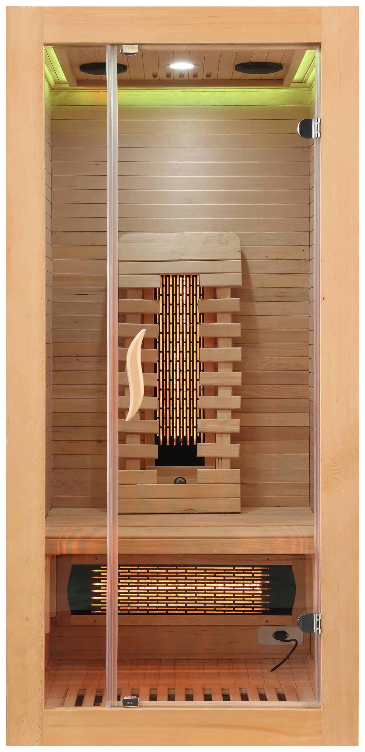 Infrarotkabine Ergonomische Rückenlehnen - Naturfarben, Basics, Glas/Holz (90/190/90cm) - Sanotechnik