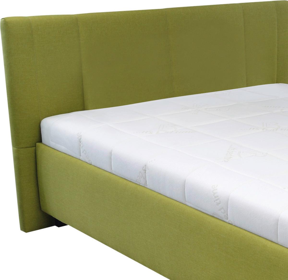 čalouněná postel STILO 140x200, úlož. prostor,zelená - bílá/zelená, dřevo/textil (140/200cm)