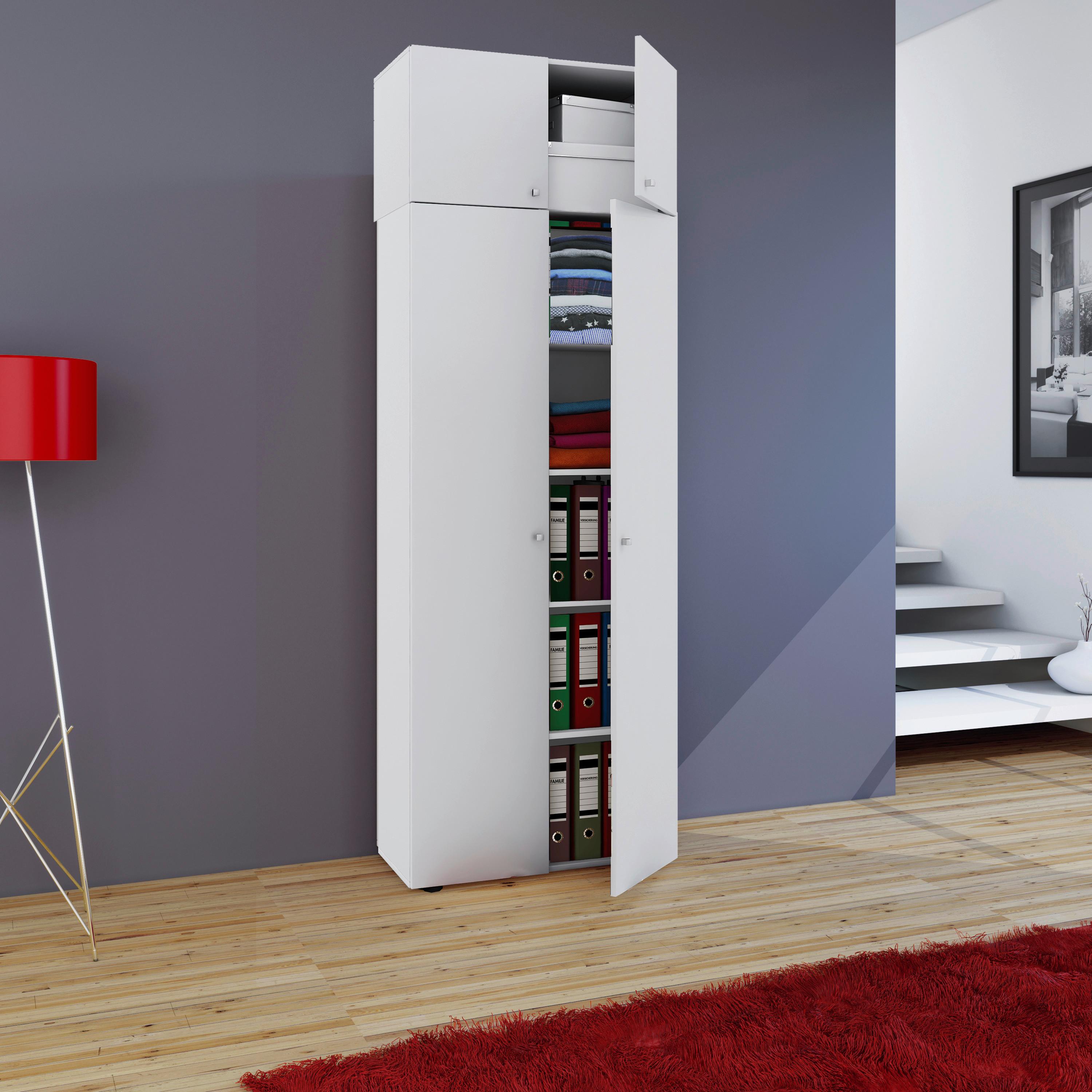 Viacúčelová skriňa VANDOL biela - čierna/sivá, Modern, kompozitné drevo/plast (70/218/39cm) - MID.YOU